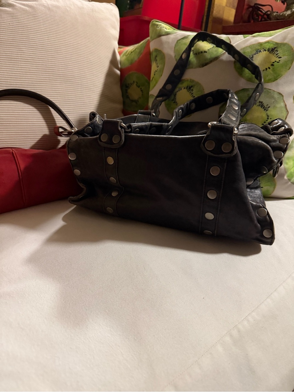 Hammitt Navy Blue Stud-Accent Leather Bag